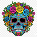 Skull with Roses DTF Transfer design