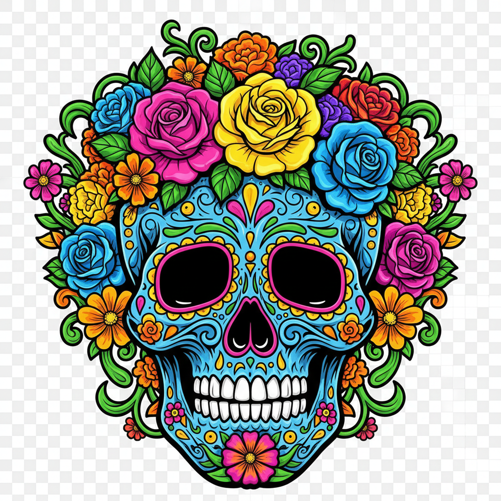 Skull with Roses DTF Transfer design