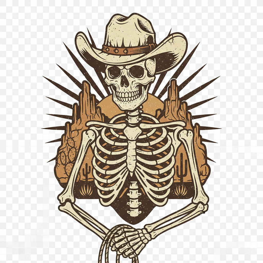 Skeleton Cowboy DTF Transfer design