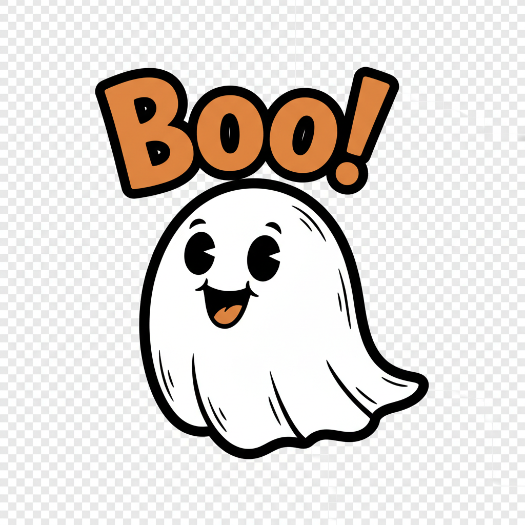 Retro Ghost Boo DTF Transfer design