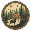Rustic Cabin and Deer DTF Transfer design