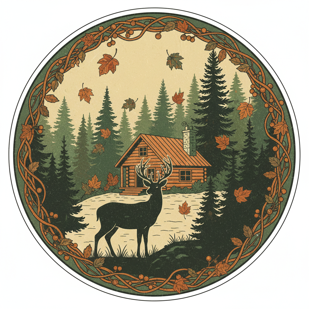 Rustic Cabin and Deer DTF Transfer design