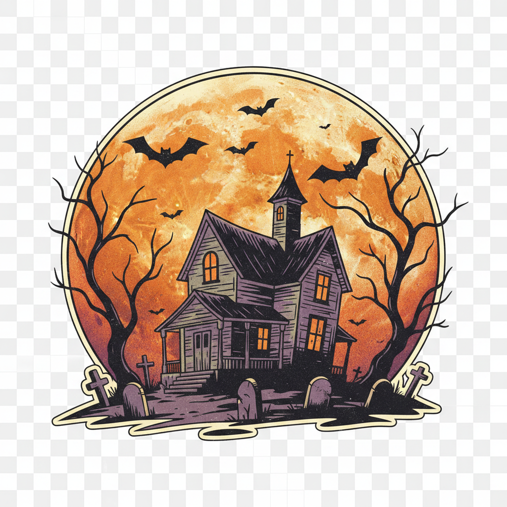 Haunted Farmhouse DTF Transfer design