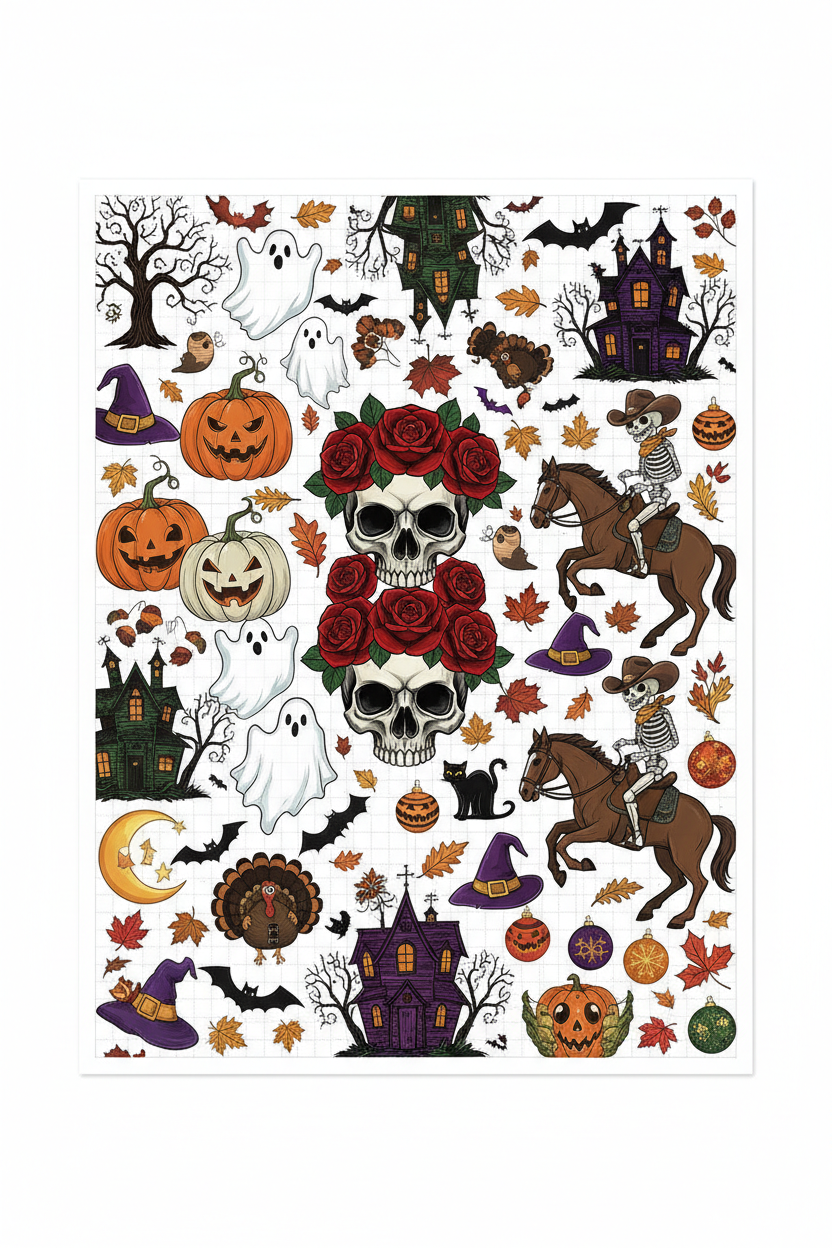 Seasonal Holiday Pre-Made 22x32 Gang Sheet DTF Transfer - Halloween designs